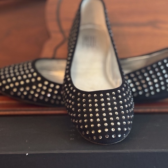 Pelle Moda Shoes - PELLE Glyn Black Suede Flats with Rhinestone Studs